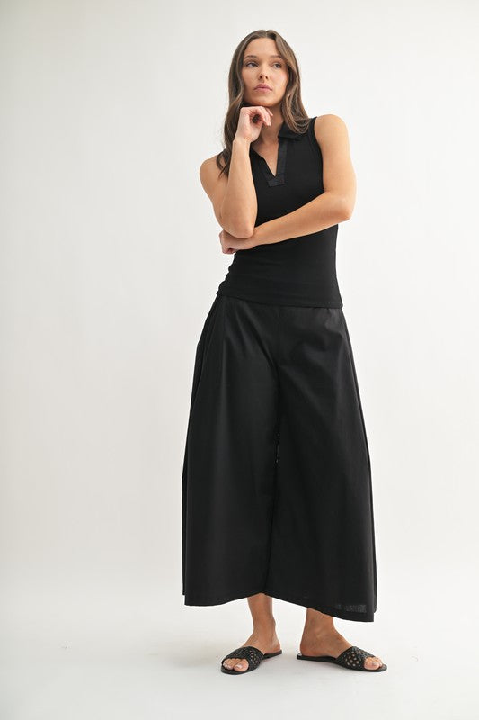 Stand Firm sleeveless polo top & wide-leg pants set