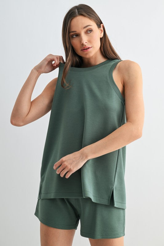 Never Weary 2-Piece Relaxed Pleat Tank + Shorts Set