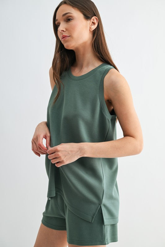 Never Weary 2-Piece Relaxed Pleat Tank + Shorts Set