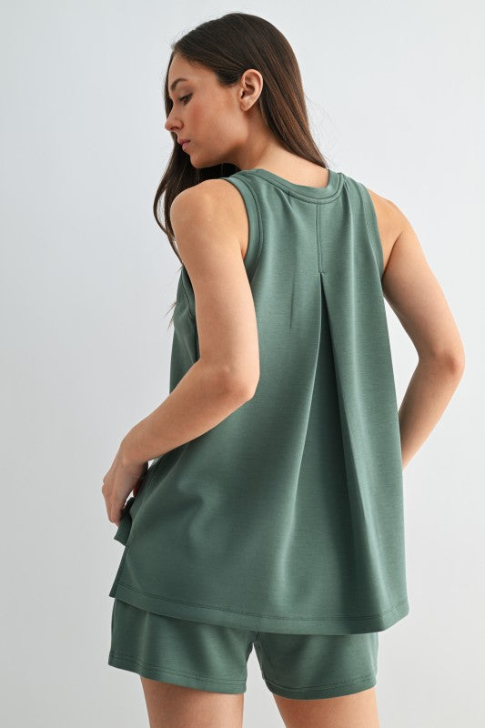 Never Weary 2-Piece Relaxed Pleat Tank + Shorts Set