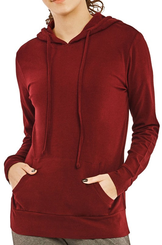 Burgundy Daily Grind Essential Cotton Pullover Hoodie — detail close-up
