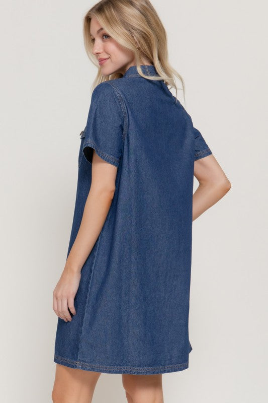 Walk Humbly Relaxed Fit Cotton Denim Shirt Dress